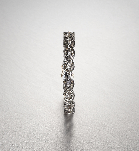 DIAMONDS, All Braided Bangle, Silver