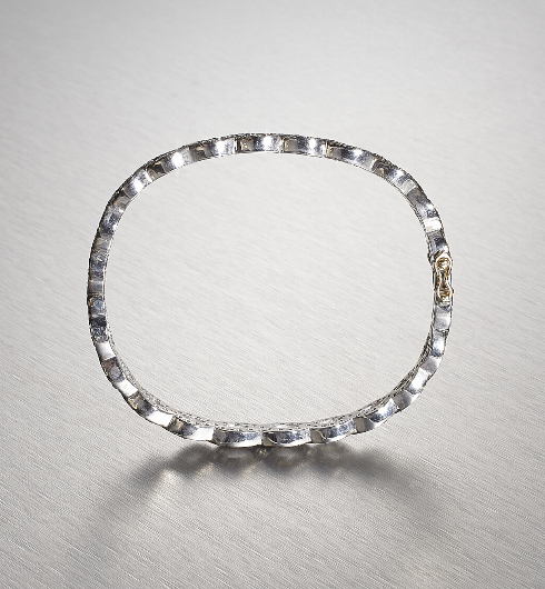 DIAMONDS, All Braided Bangle, Silver