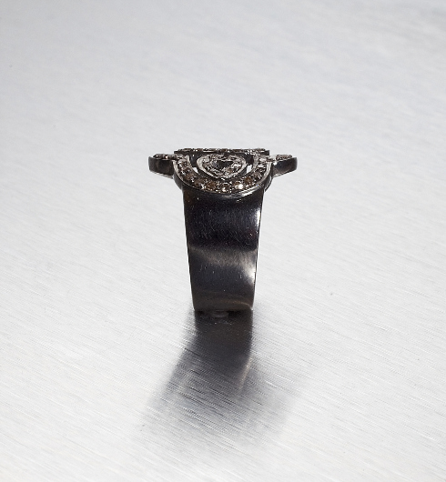 DIAMONDS, 2-Hearts Ring, Dark/Gray diamonds