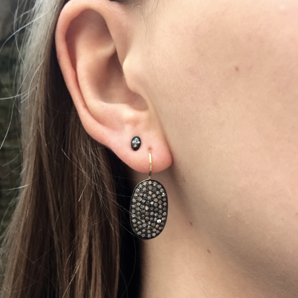 SUPER ELLIPSE, Large Earring, 2-tone/Dark