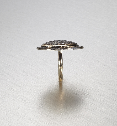 DIAMONDS, Large Oval Gold Lined Ring