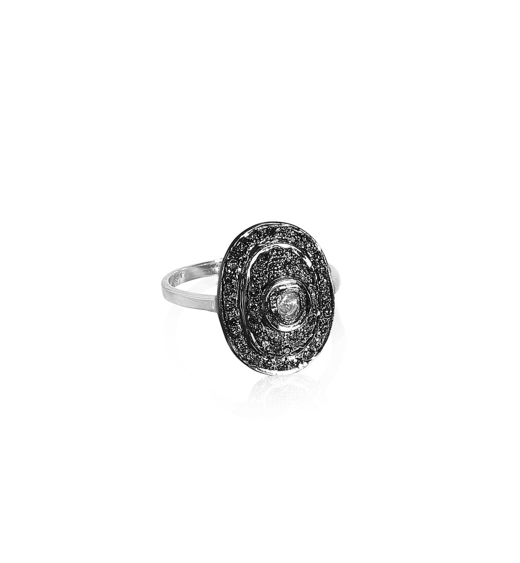 MODERN VINTAGE, Victorian Ellipse Ring, Silver/Gray