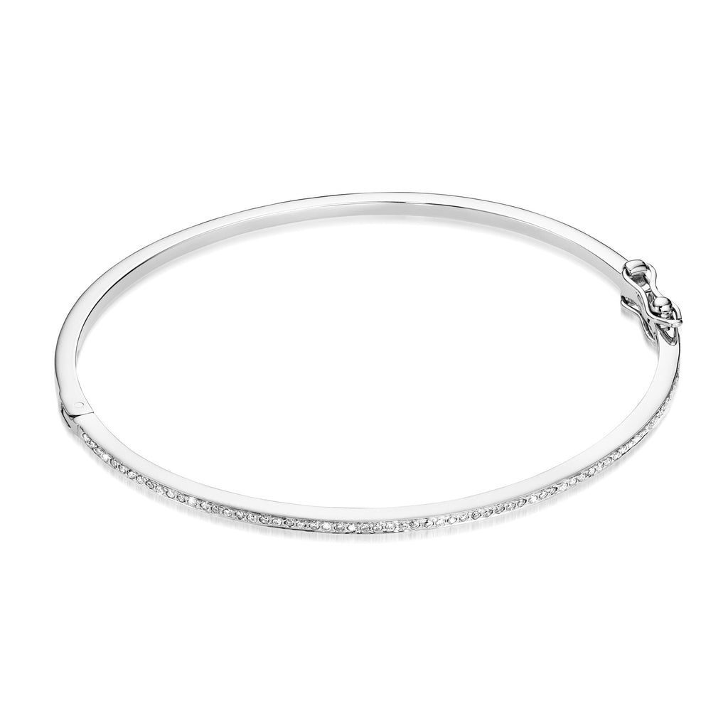 DIAMONDS, 1/2-Line slim Bangle, white/white