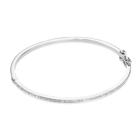 DIAMONDS, 1/2-Line slim Bangle, white/white