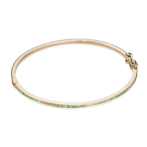 DIAMONDS, 1/2-Line slim Bangle, gold/emerald