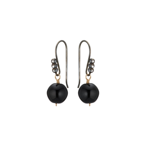 DROPS DELIGHT, Black Ball Earring, dark/black