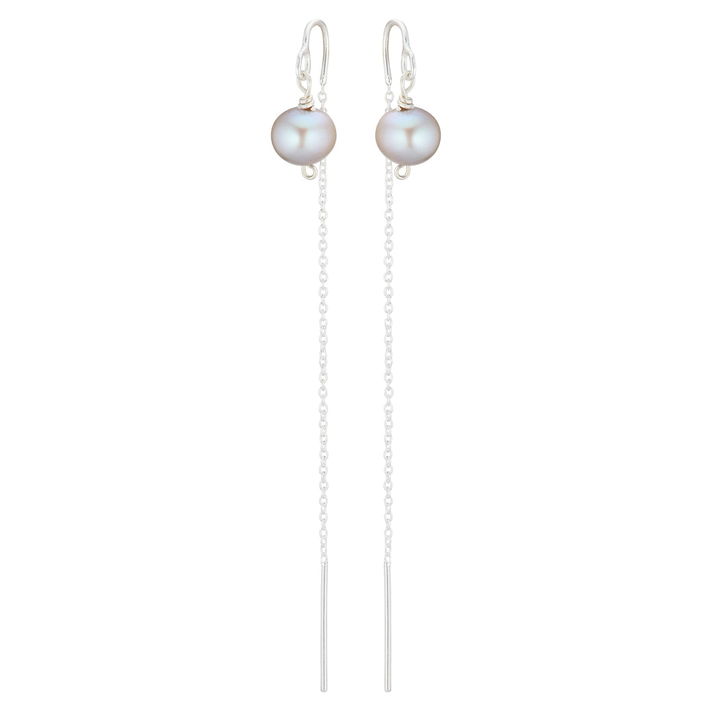 DROPS DELIGHT, Pearl plain Dangles, Nude/Silver