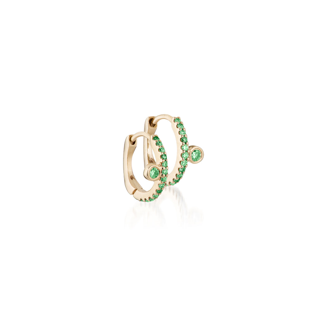 OLYMPIA, E0s Bezel-side huggies, 0,21ct 11mm, Gold/Emerald