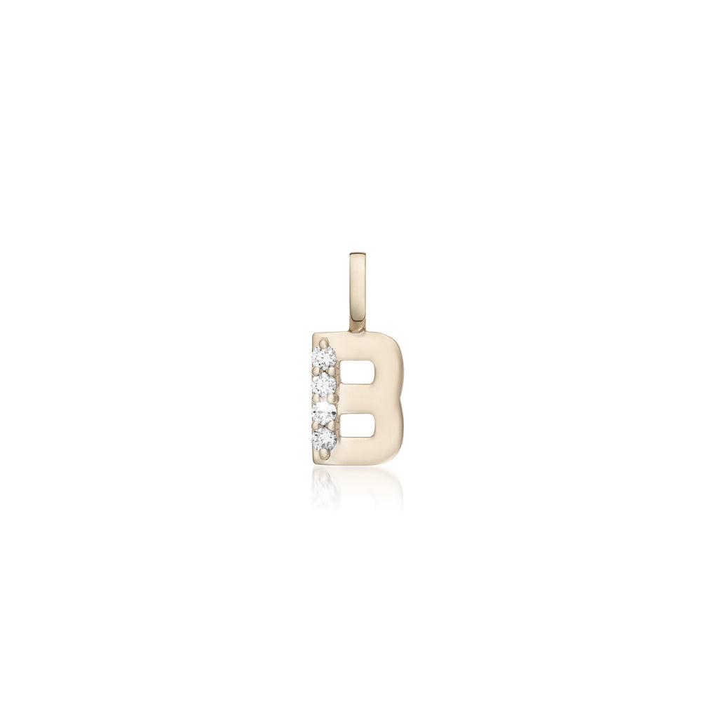 LETTERS, B Diamond Pendant 0,10ct, Gold/Diamonds
