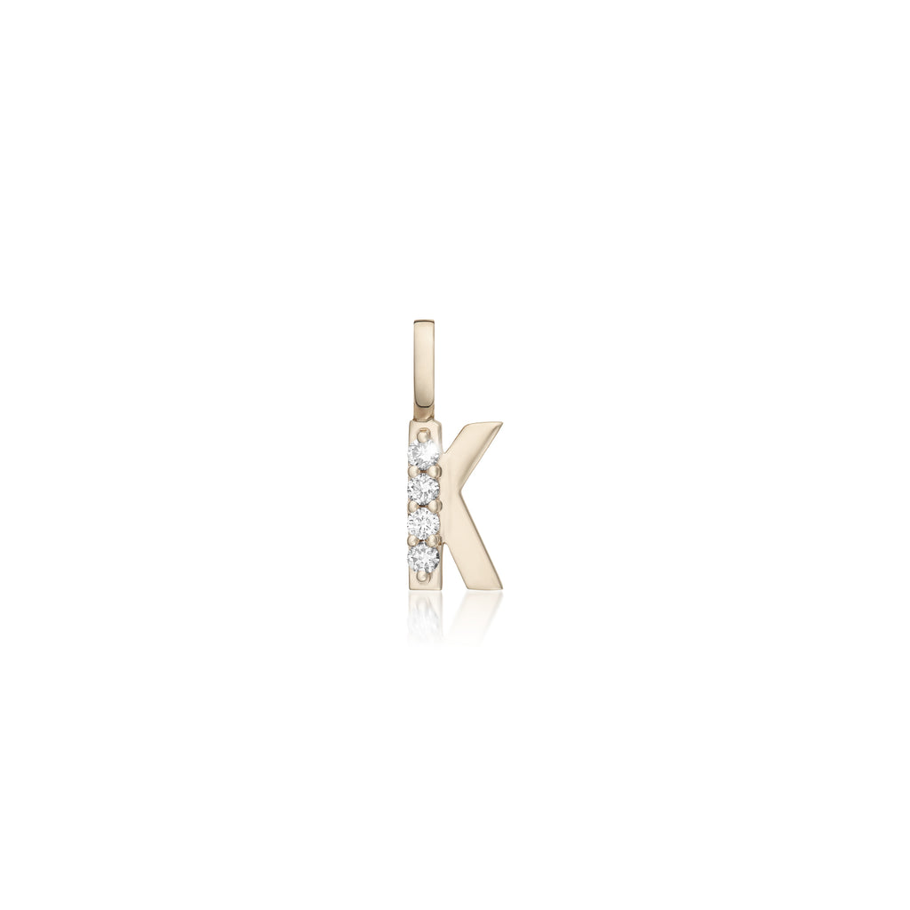 LETTERS, K Diamond Pendant 0,10ct, Gold/Diamonds