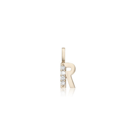 LETTERS, R Diamond Pendant 0,10ct, Gold/Diamonds
