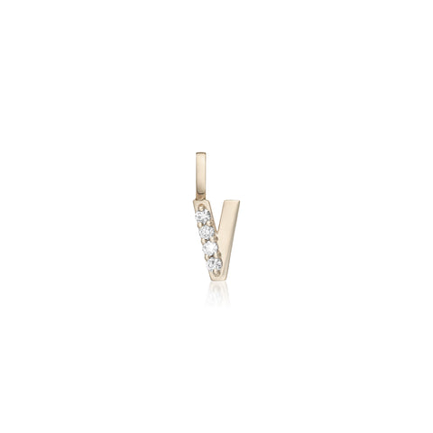 LETTERS, V Diamond Pendant 0,10ct, Gold/Diamonds