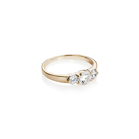 Aligned, 3-stone 0,85 tcw, Gold/White