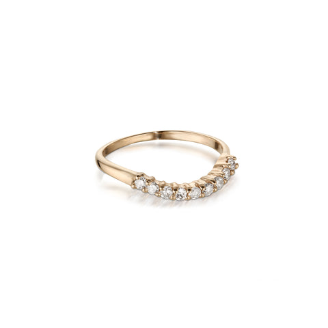 Aligned, 1/3 - 2mm, Curve Ring, Gold/White