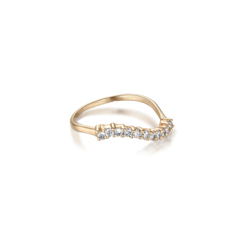 Aligned, 1/3 - 2mm, Wave Ring, Gold/White