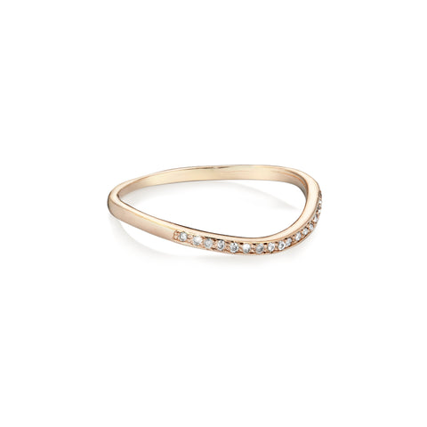 ALIGNED, 1/3-Smooth Curve Ring, Gold/White