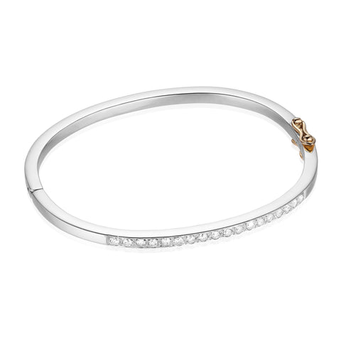 BANGLES, 1/4-Line Large Diamonds-Bangle, silver/white