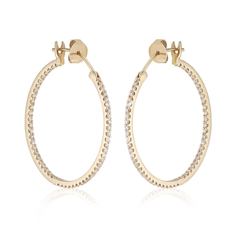 DIAMONDS, Balanced Hoops Inside-Out 30mm, Gold/White