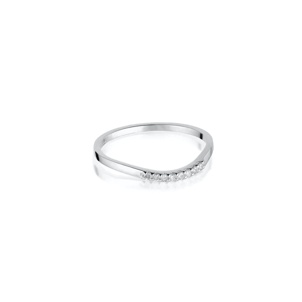 ALIGNED, Curve small 1/6-Line Ring, White/White