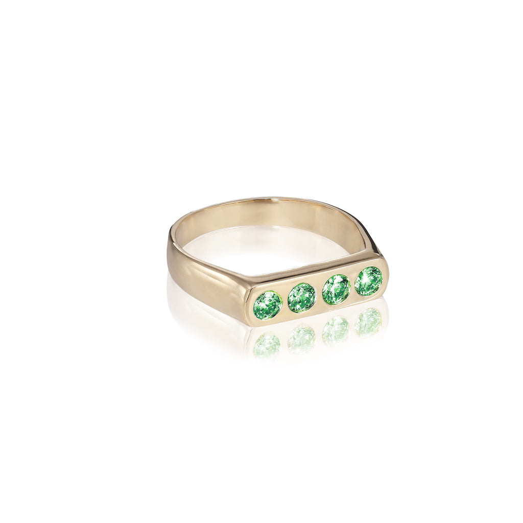 AMSTERDAM, Eyck Signet Ring, Gold/Emerald