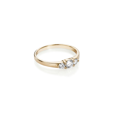 Aligned, 3-stone Ring 0,43 tcw, Gold/White