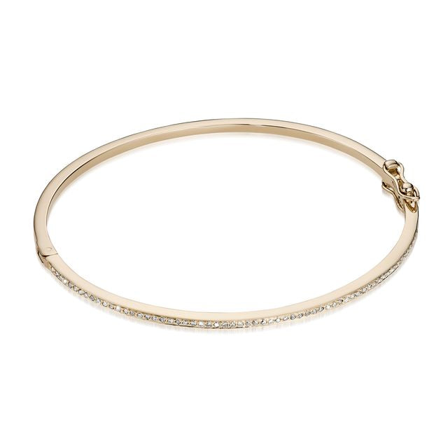 DIAMONDS, 1/2-Line slim Bangle, gold/white