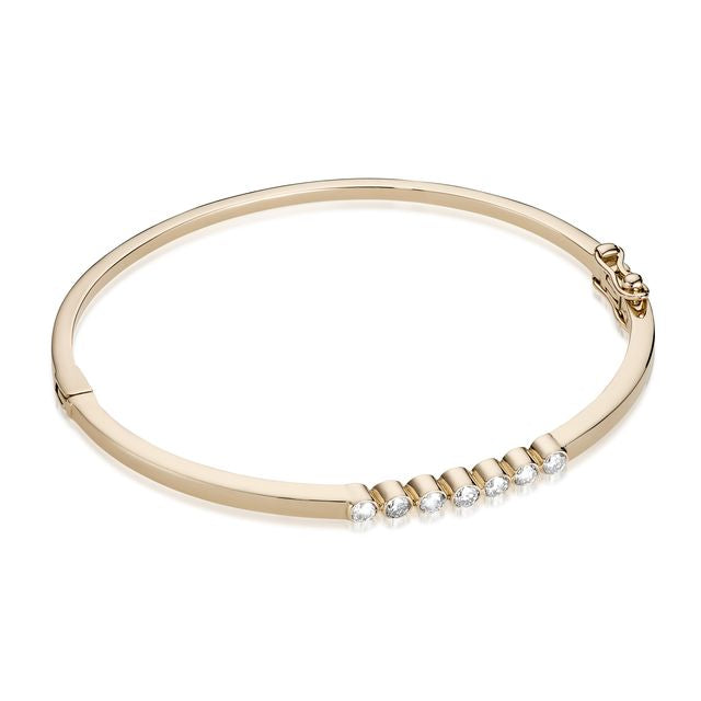DIAMONDS, 7-Bezels-Bangle, gold/white