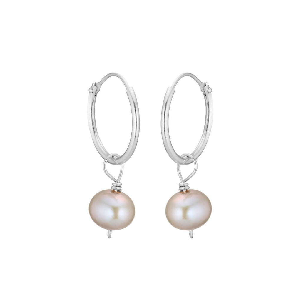 DROPS DELIGHT, Mini hoop 15mm, Gray pearl/Silver