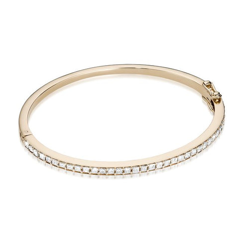 DIAMONDS, 1/2-Line Princess Bangle 1,85ct, gold/white