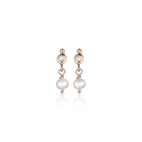 OYSTER, Algae mini DB-top earrings, gold/white
