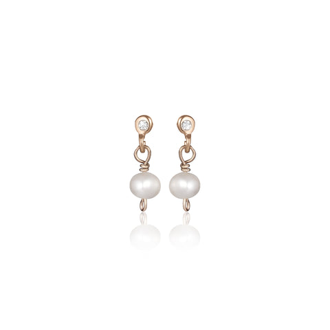 OYSTER,  Tide mini pearl earrings, gold/white