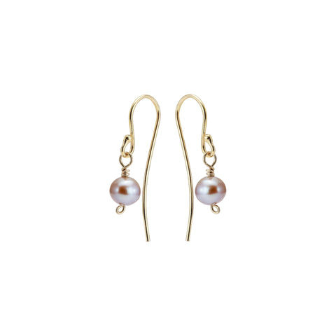 DROPS DELIGHT, Tiny rose pearl Earrings, Gold/Rosy