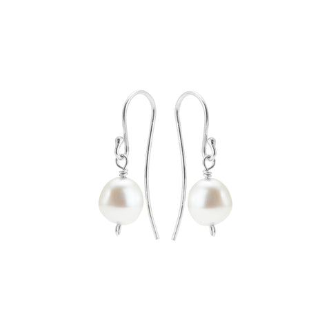 DROPS DELIGHT, Nugget pearl Earrings, Silver/White
