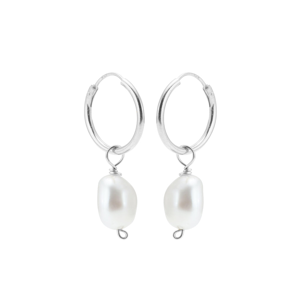 DROPS DELIGHT, Nugget pearl Hoop, Silver/White
