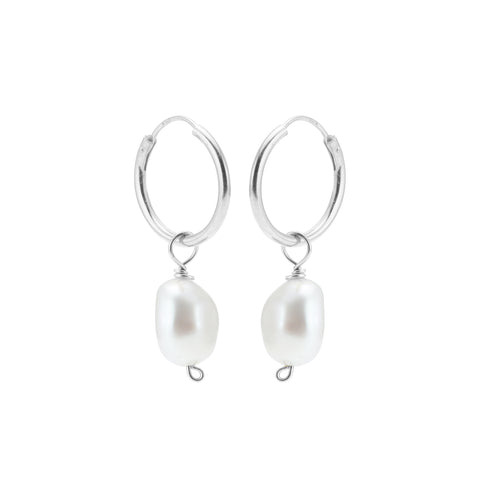 DROPS DELIGHT, Nugget pearl Hoop, Silver/White