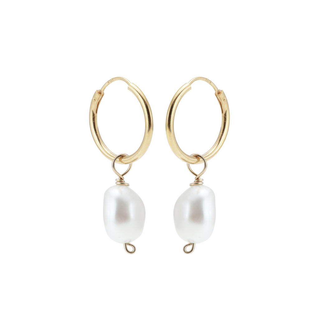 DROPS DELIGHT, Nugget pearl Hoop, Gold/White