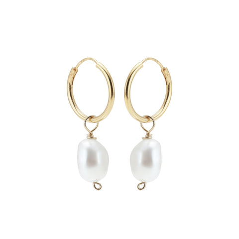 DROPS DELIGHT, Nugget pearl Hoop, Gold/White