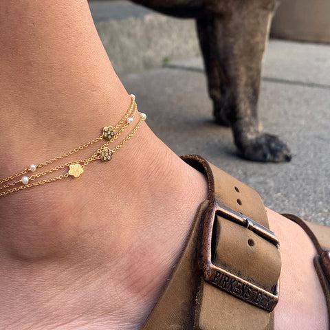 MEADOW, Breeze Anklet, Gold/Pearl