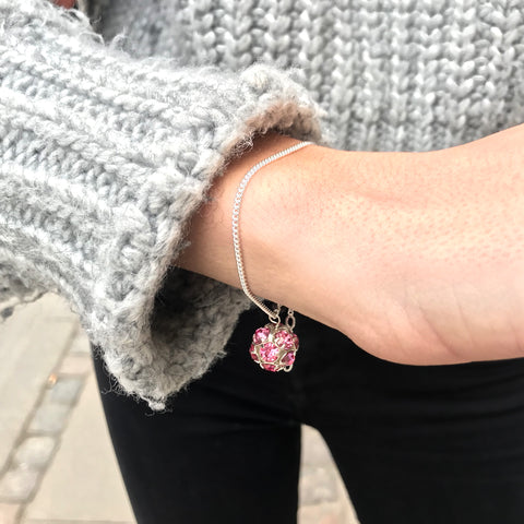 VINTAGE, Crystal Ball Bracelet, Silver/Pink