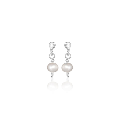 OYSTER,  Tide mini pearl earrings, Silver/white