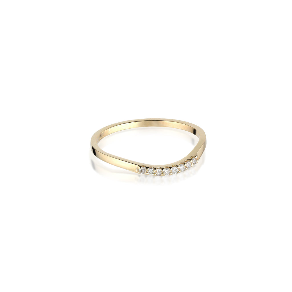 ALIGNED, Curve small 1/6-Line Ring, Gold/White
