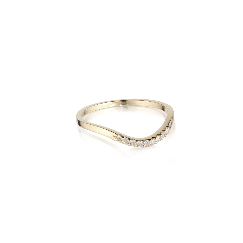 ALIGNED, Curve 1/6-Line Ring, Gold/White