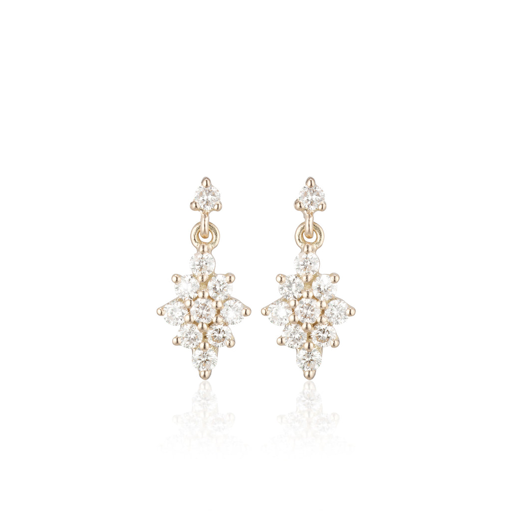 OLYMPIA, Dianysos Lux Earring 2mm Top, Gold/White