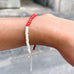 SANTORINI, Fira Bead Bracelet, Red-White/Silver