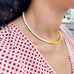SANTORINI, Oia Bead Necklace, Yellow-White/Golden