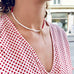 SANTORINI, Oia Bead Necklace, Red-White/Golden