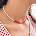 SANTORINI, Oia Bead Necklace, Red-White/Golden