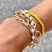 SANTORINI, Fira Bead Bracelet, Yellow-White/Golden