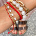 SANTORINI, Fira Bead Bracelet, Red-White/Golden