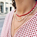 SANTORINI, Oia Bead Necklace, Red-White/Golden